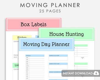 Moving Planner Printable, Moving Printable, Printable Moving Binder Moving Organizer, Moving Planner Kit, Moving Checklist , Room Planner