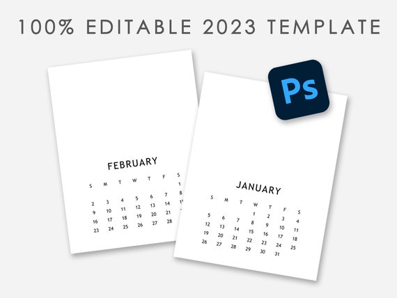 2023 Calendar Template 100% Editable - Etsy