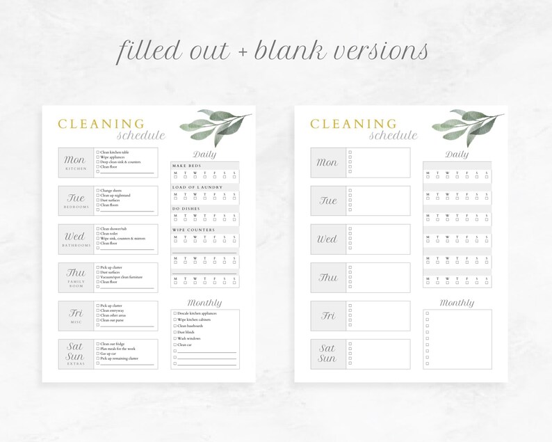 Cleaning Schedule Editable Printable - Etsy