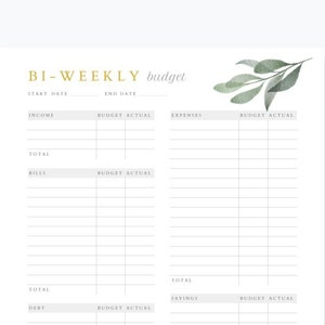 Bi-weekly Budget Planner | Printable