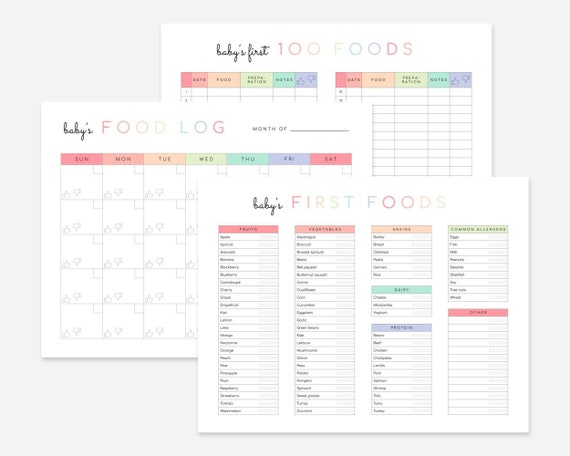 Baby Food Diary Printable  Baby Food Tracker