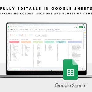 Packing List Template for Google Sheets - Etsy