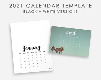 2021 Calendar Template A5 4x6 Letter Size | Etsy