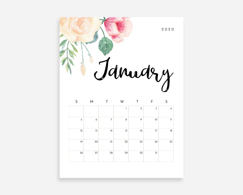 2020 Calendar PRINTABLE Desk Calendar 2020 2020 Wall