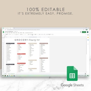 Editable Grocery List Template | Printable Grocery Checklist image 4