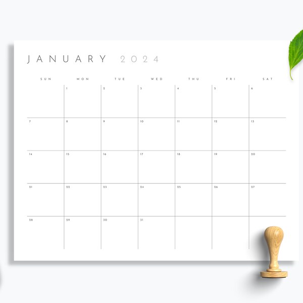 2024 Calendar Printable Landscape, Minimalist Monthly Calendar 2024