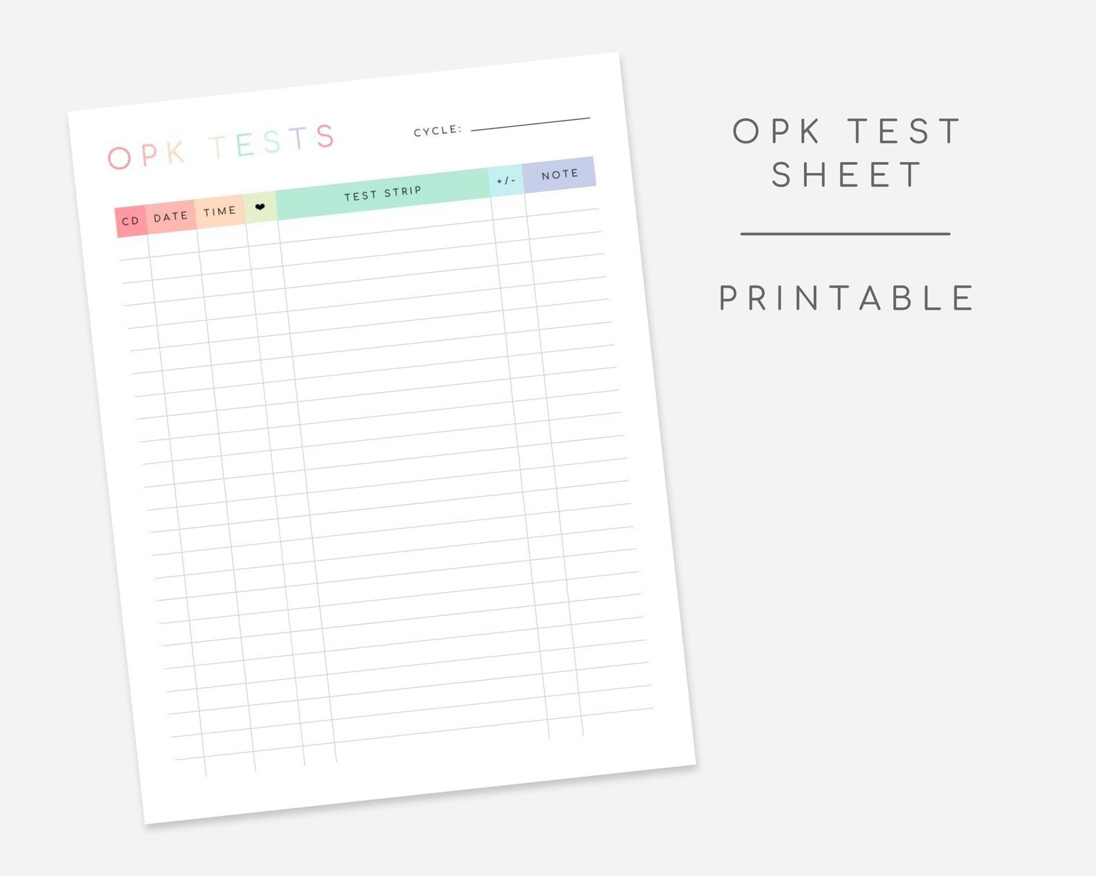 Printable OPK Test Sheet - Etsy