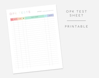 Printable OPK Test Sheet