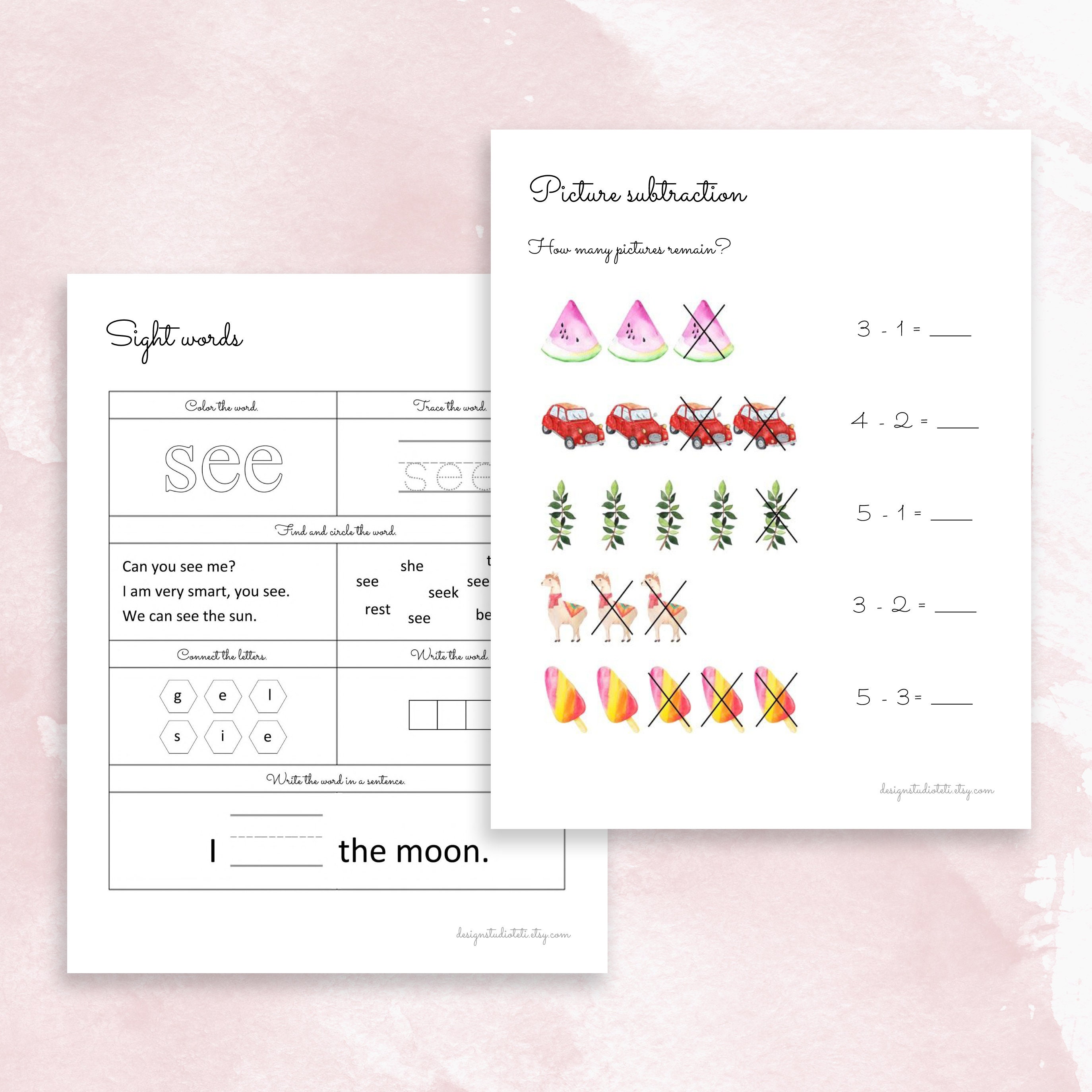 100 KINDERGARTEN WORKSHEETS Printable Worksheets - Etsy India