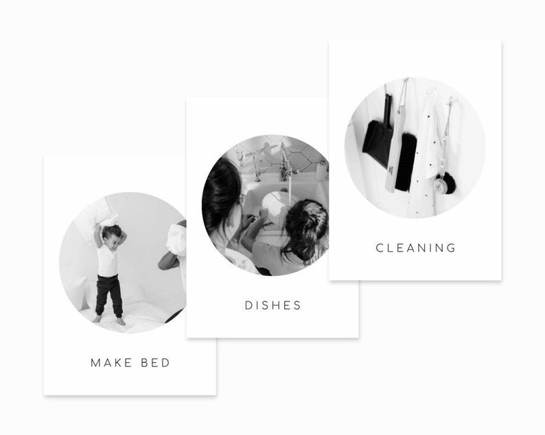 Daily Routine Cards With Photos Black & White - Etsy