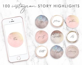 100 Instagram Story Highlight Icons Pink Rose Gold Metallic Glitter, Instagram Highlight Covers, Social Media, Instagram Icons Text