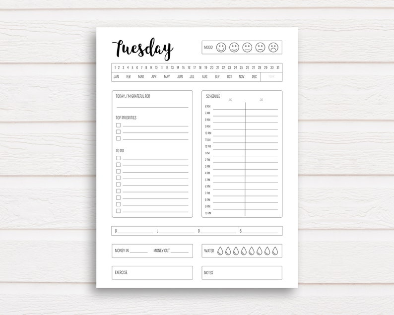 Printable Daily Planner Day Planner Printable Etsy Canada