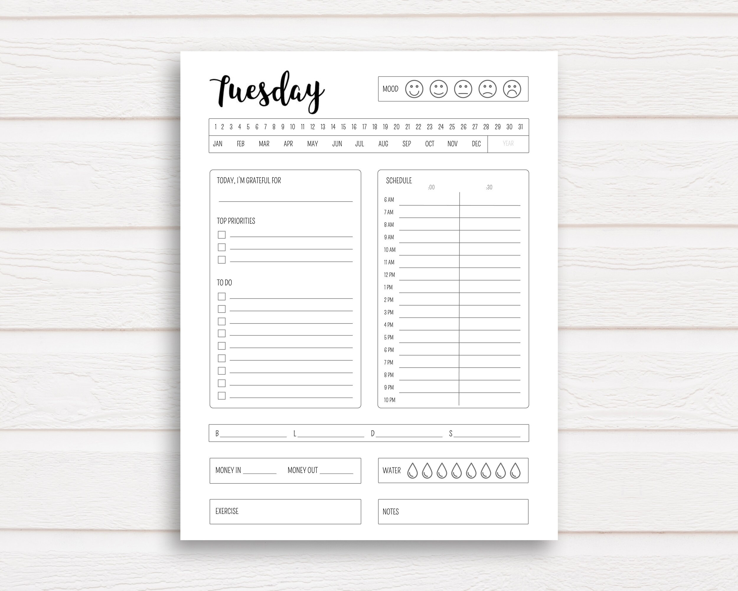 Printable Daily Planner Day Planner Printable Etsy Canada