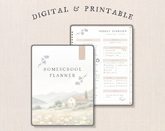Planificador de educación en casa para planificador digital e imprimible