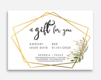 Gift Certificate Template, Editable Gift Certificate Template, Gift Voucher Template, Printable Gift Certificate, DIY Gift Certificate