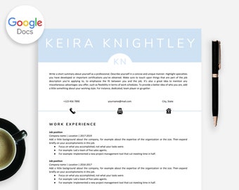 Google Doc Resume And Cover Letter With Initials, Blue Resume Template For Google Docs, Google Resume Cover Letter, Google Resume Template