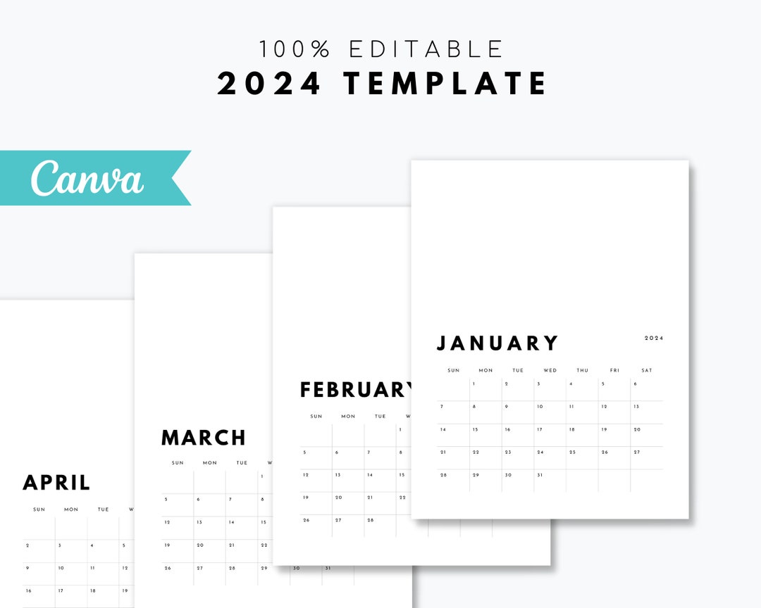 2024 Calendar Canva Template 100% Editable - Etsy UK