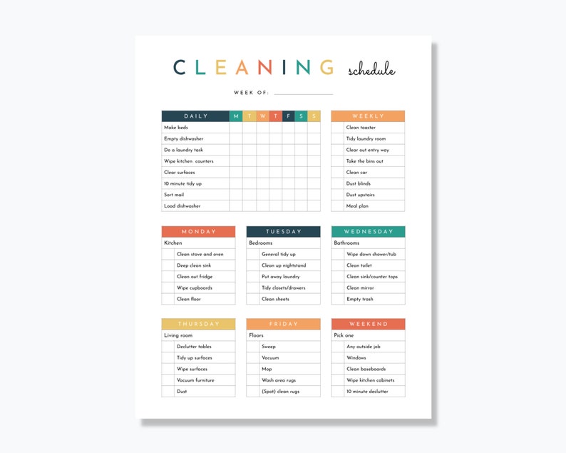 Editable Cleaning Schedule Google Slides - Etsy