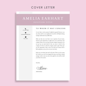 Pode incluir: Um modelo de carta de apresenta&ccedil;&atilde;o com fundo rosa e texto preto. O modelo inclui uma se&ccedil;&atilde;o para informa&ccedil;&otilde;es de contato, uma se&ccedil;&atilde;o para uma carta de apresenta&ccedil;&atilde;o e uma linha de assinatura.