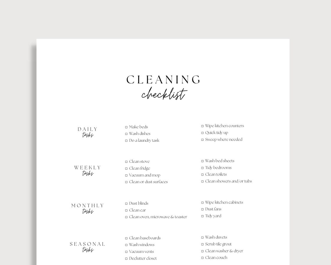 Minimal Cleaning Schedule Editable Canva - Etsy