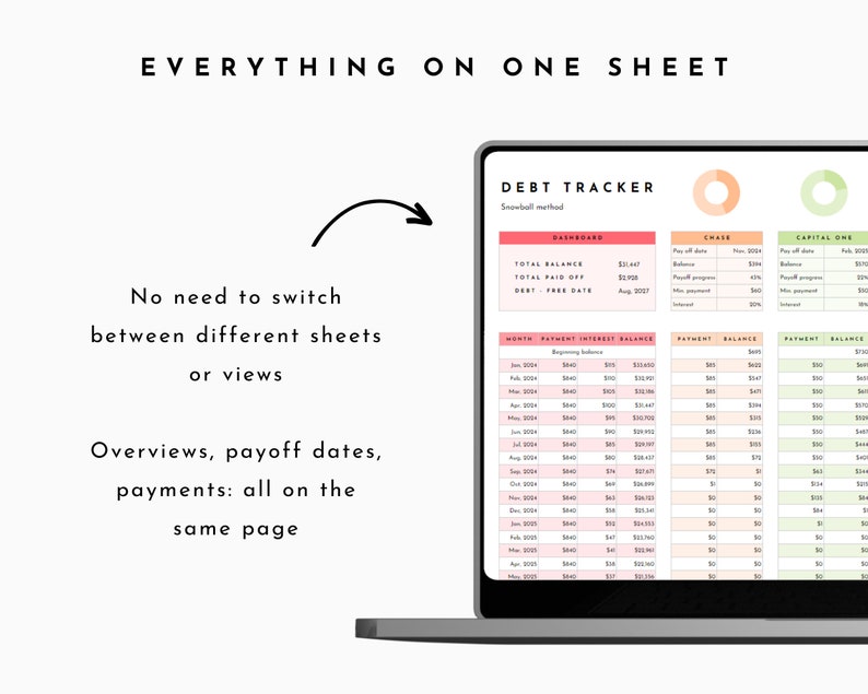 Debt Payoff Tracker, Snowball Avalanche Custom Calculator, Google Sheets Debt Tracker image 3