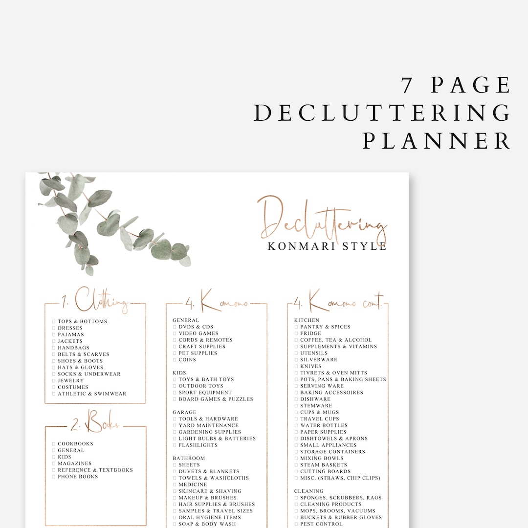 Marie Kondo Printable, Konmari Checklist Printable, Konmari Printables ...
