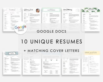 Resume Template Google Docs Bundle, 10 Google Doc Resume Template and Cover Letter,  Resume Google Docs Bundle, Google Doc Resume Templates