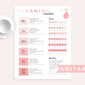 Weekly Cleaning Schedule | Editable