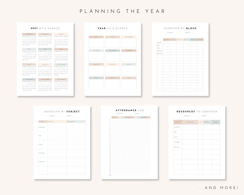 Homeschool Planner Printable 2026 - 2027 | 250+ Pages | Neutral Boho ...