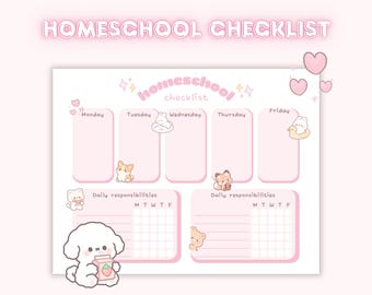 Lista de verificación Kawaii para la educación en casa de los niños