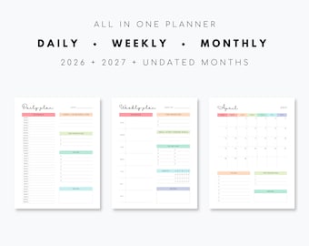 2026 2027 Monthly Planner Printable: Daily, Weekly and Monthly