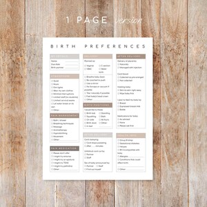 Printable Birth Preferences Neutral Colors - Etsy