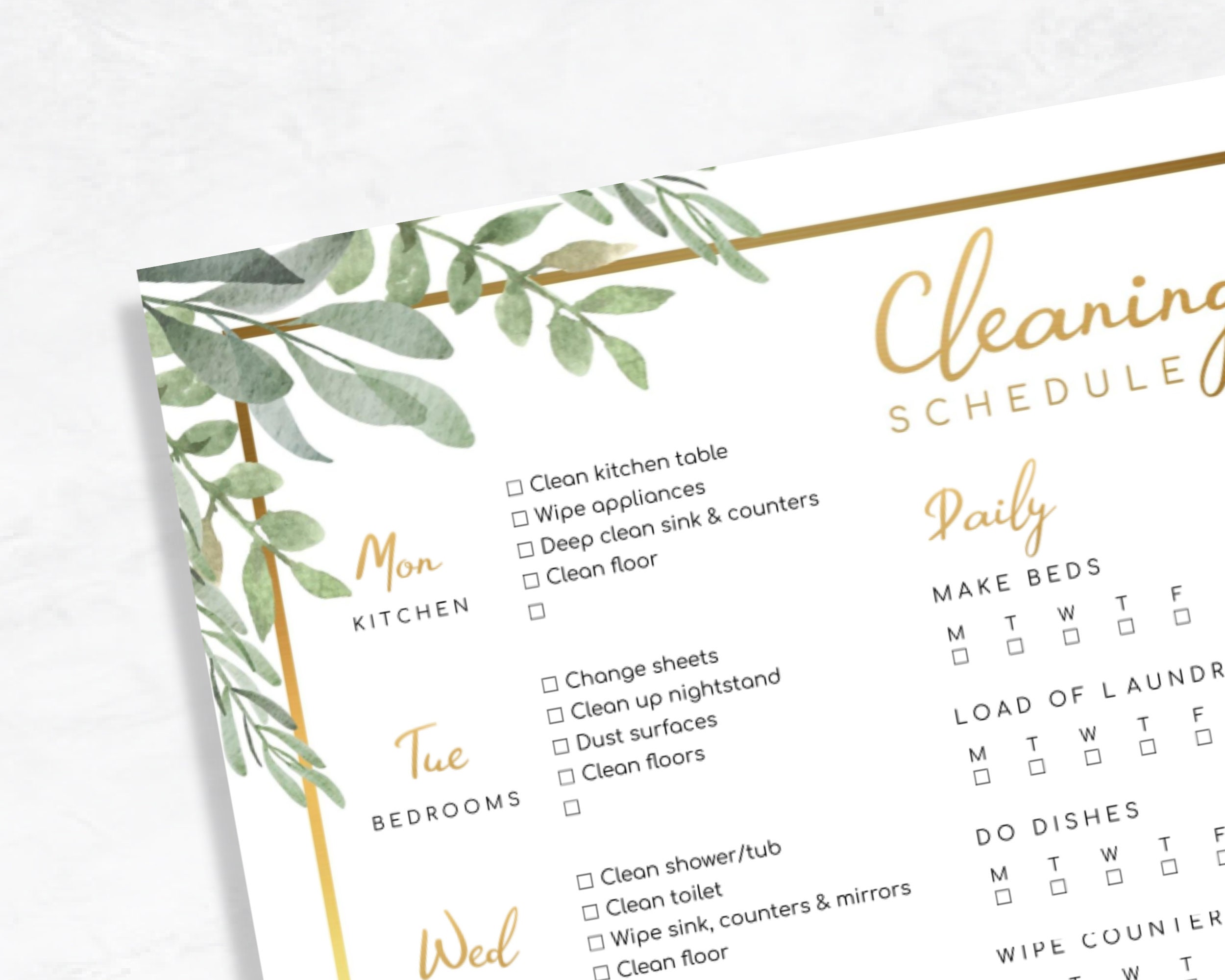 Editable Cleaning Schedule - Etsy