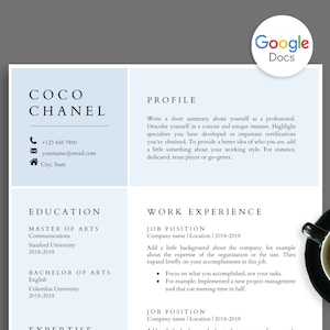 Resume Template for Google Docs, Google Doc Resume + Cover Letter, Cv Template Google Docs, Google Doc Resume, Modern Resume Google Docs