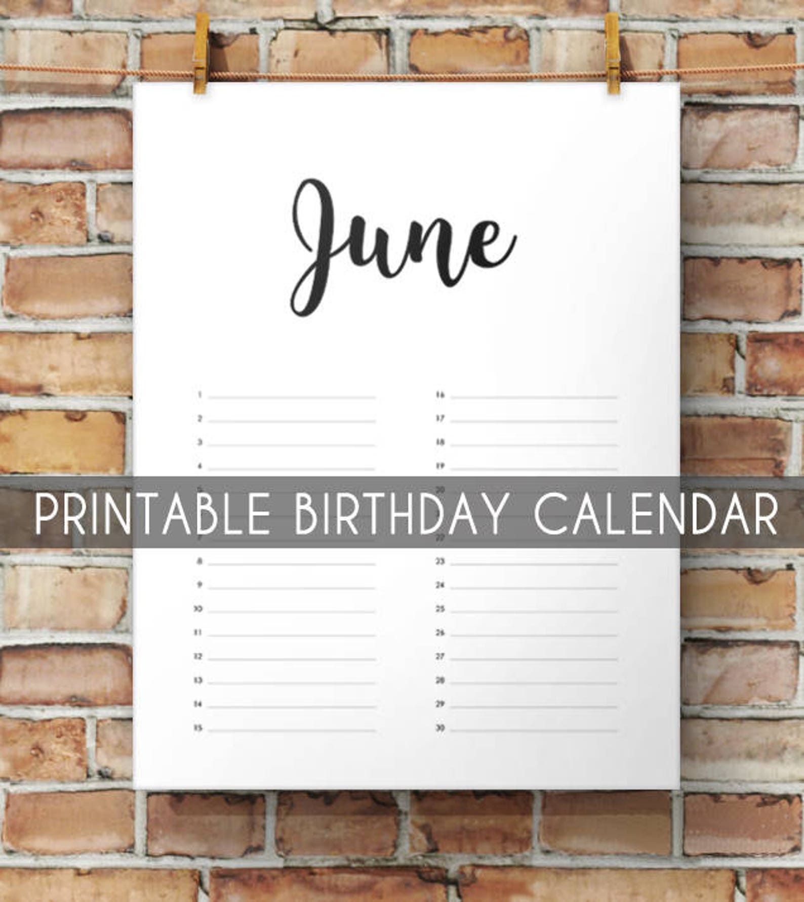 Verjaardagskalender digitaal printable zelf te printen - Etsy Nederland