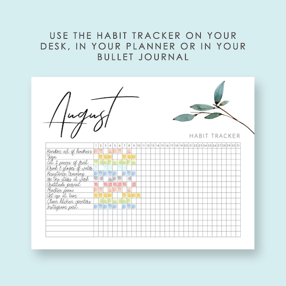 August Habit Tracker Bullet Journal Ideas - Bullet Planner Ideas