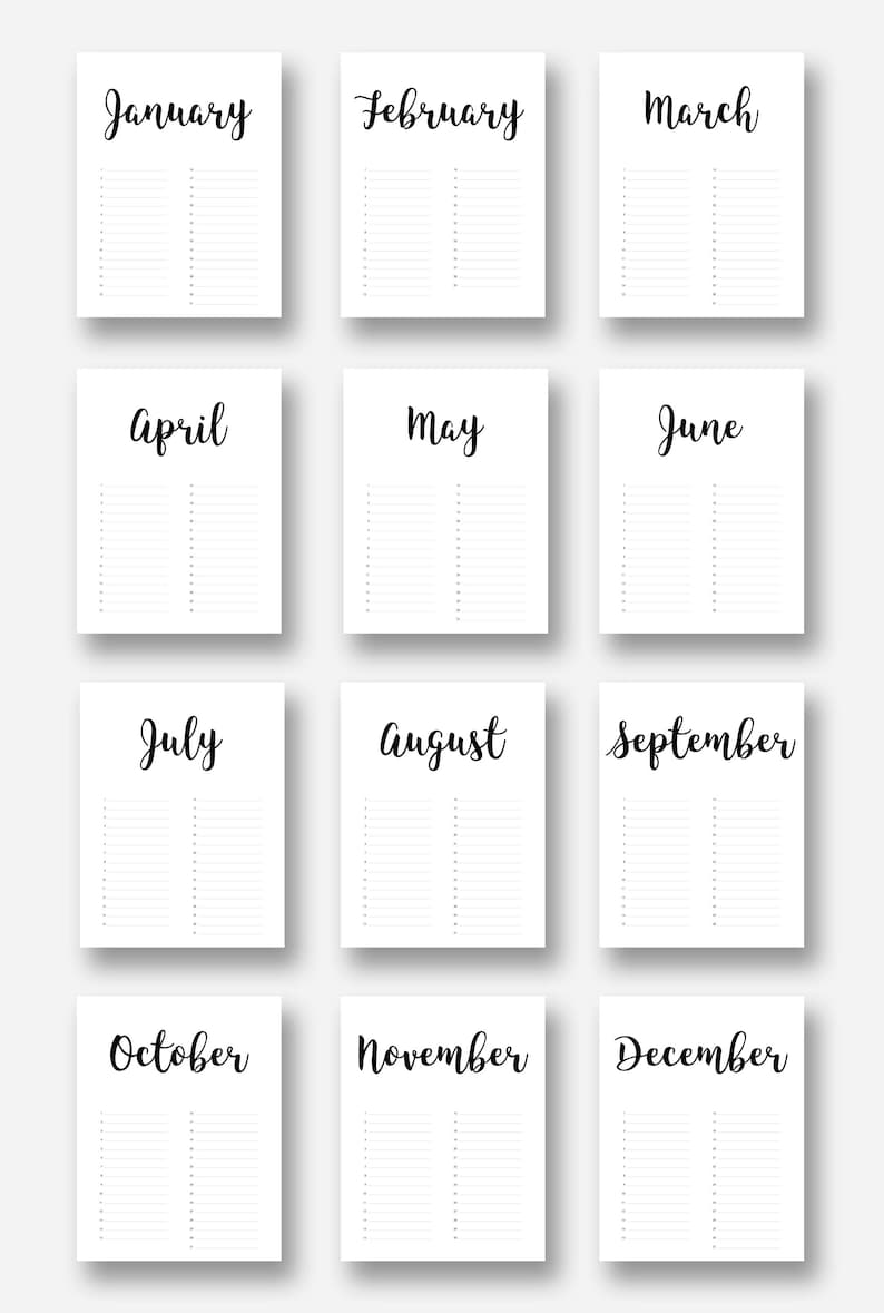 Verjaardagskalender digitaal printable zelf te printen - Etsy Nederland