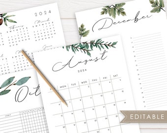 Monthly Calendar 2024 Bundle Printable Fillable Monthly Calendar 2024 ...