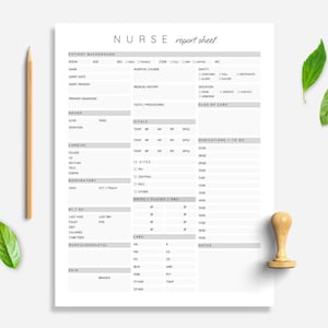 Nurse Report Sheet | Black & White