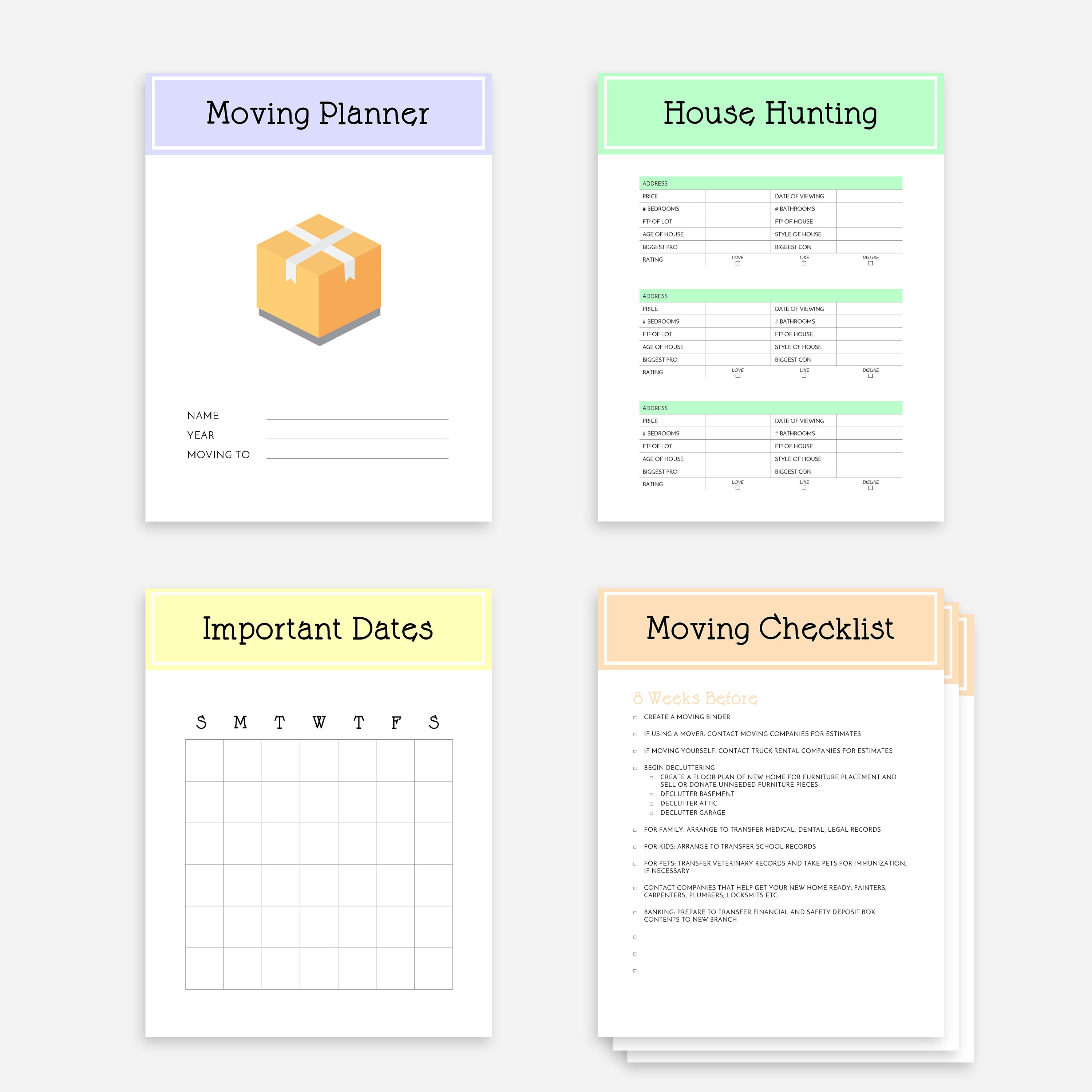 Moving Planner Printable, Moving Printable, Printable Moving Binder ...