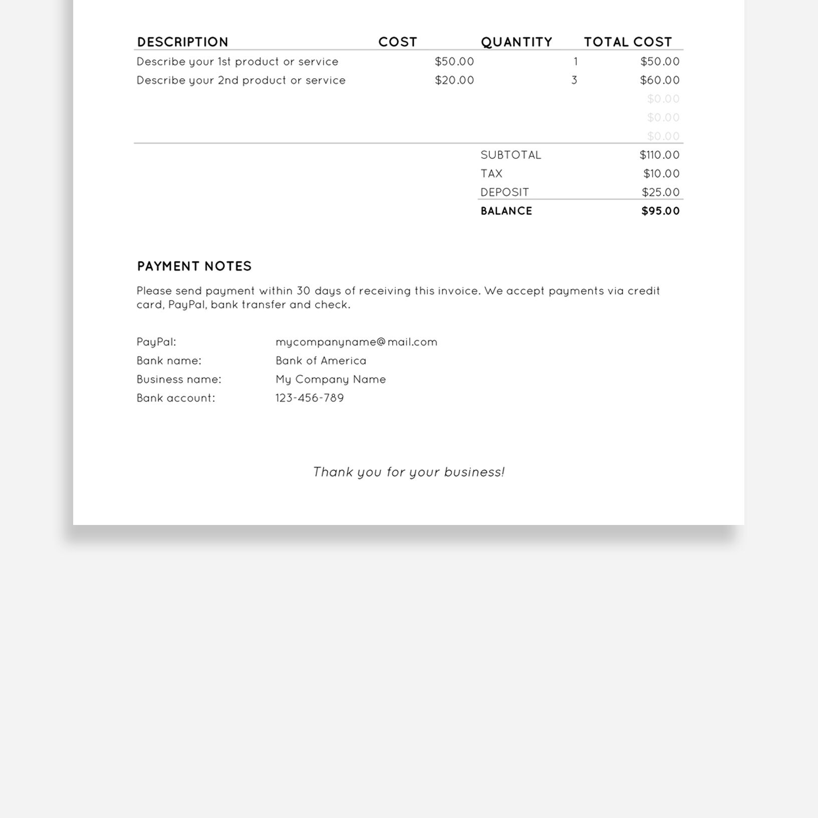 Invoice Template Excel Excel Invoice Template Spreadsheet - Etsy Australia