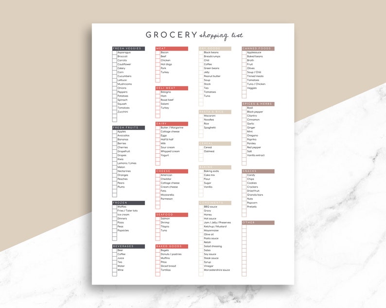 Editable Grocery List Template | Printable Grocery Checklist image 3