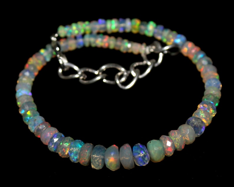Faceted Bracelet Handmade Bracelet Jewelry Making 85 Natural ETHIOPIAN FACETED OPAL Beaded Bracelet Opal Beads Faceted Gemstone Beads