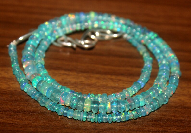 October Birthstone Mom Gift,Layering Necklace 60 Bridesmaid Gift Natural Blue Opal Necklace Birthstone Jewellery Light Blue Necklace