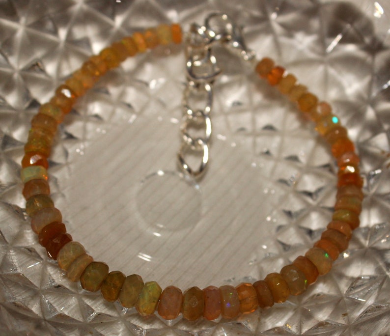 fiery Opal Gemstones Opal Bracelet skinny bracelet Yellow Bracelet Genuine Ethiopian Opal Rondelles Healing Crystals 91 stack Bracelet