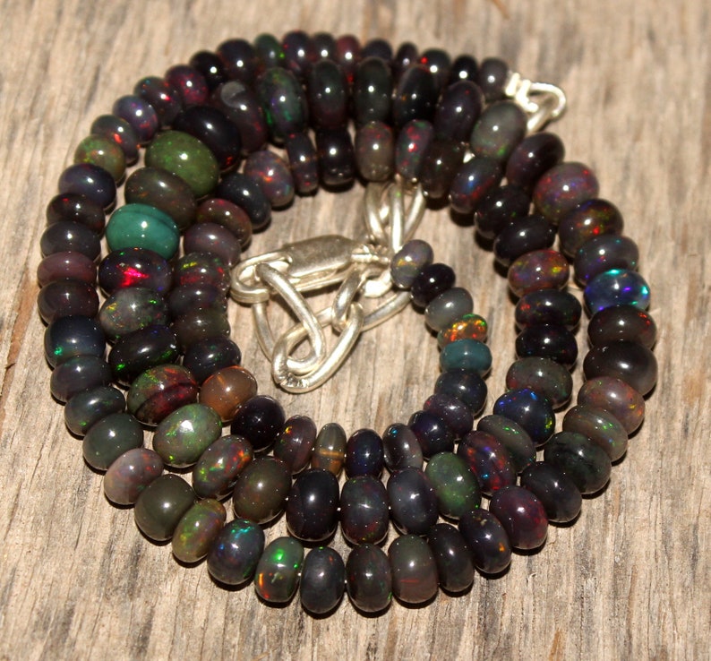 16.2 Inch Ethiopian Black Opal Strand 5-8mm Black opal Beads Ethiopian Opal beads strand Black opal beads Necklace 79.75 Crt Gift 34