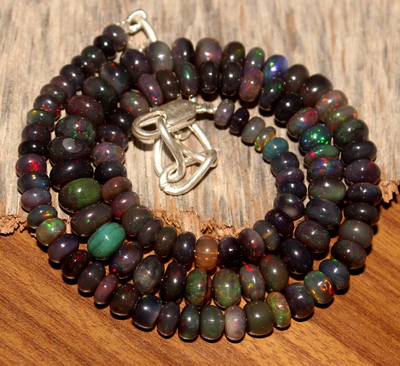 16.2 Inch Ethiopian Black Opal Strand 5-8mm Black opal Beads Ethiopian Opal beads strand Black opal beads Necklace 79.75 Crt Gift 34