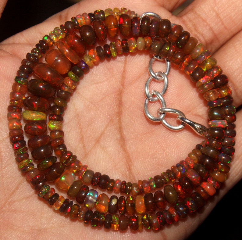 Ethiopian Welo Opal Beads Black Opal Beads Necklace,Smoked Opal Beads,Opal Strand 12 AAA Natural Black Opal Ethiopian 3.5-9 MM 16Inch