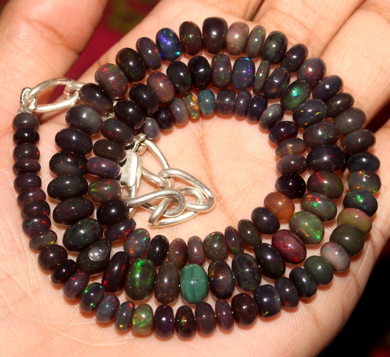 16.2 Inch Ethiopian Black Opal Strand 5-8mm Black opal Beads Ethiopian Opal beads strand Black opal beads Necklace 79.75 Crt Gift 34