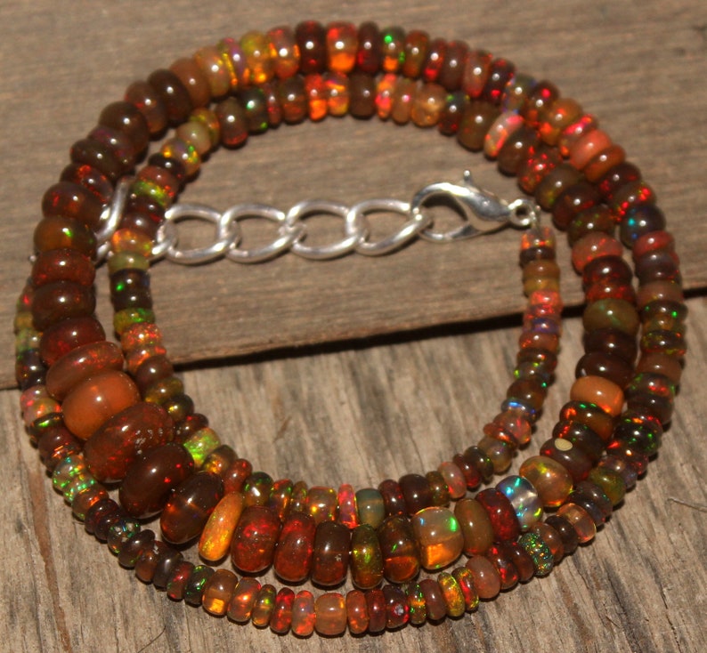 Ethiopian Welo Opal Beads Black Opal Beads Necklace,Smoked Opal Beads,Opal Strand 12 AAA Natural Black Opal Ethiopian 3.5-9 MM 16Inch